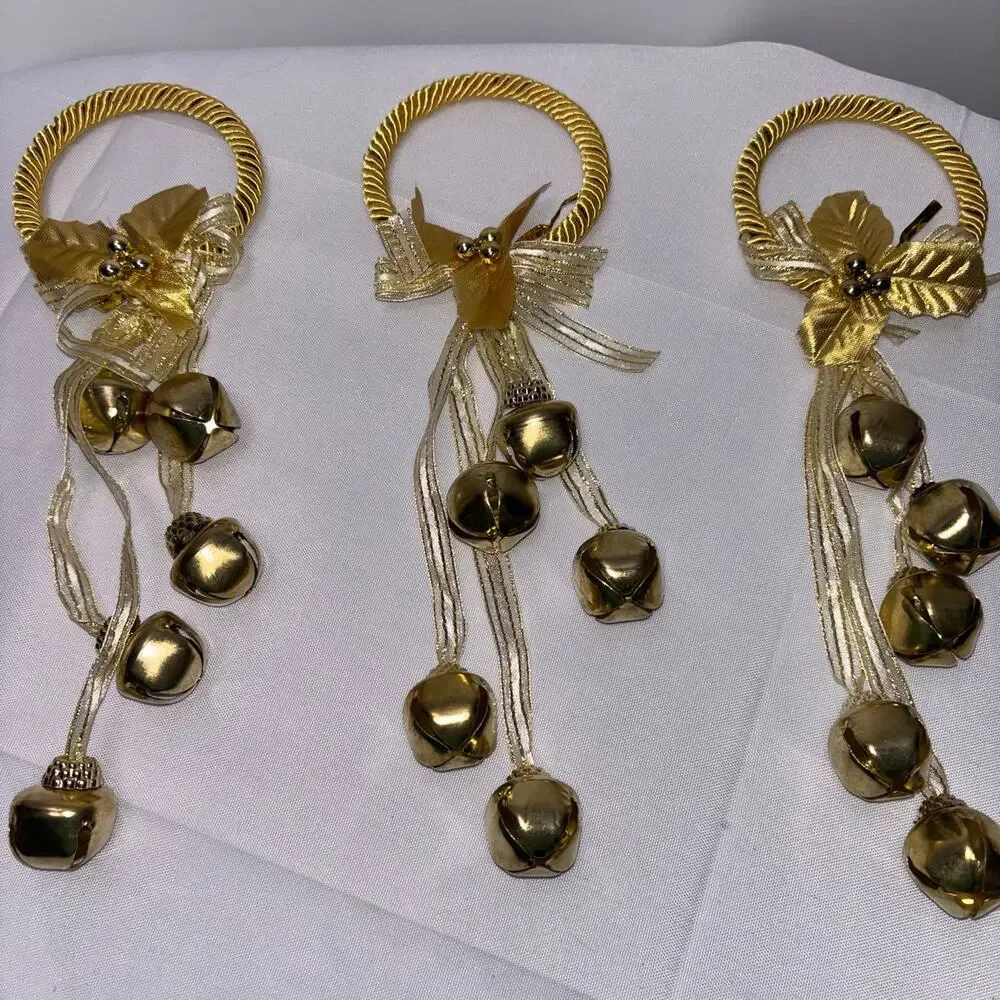 Door Knob Christmas Decoration with Bells Lot of 6
